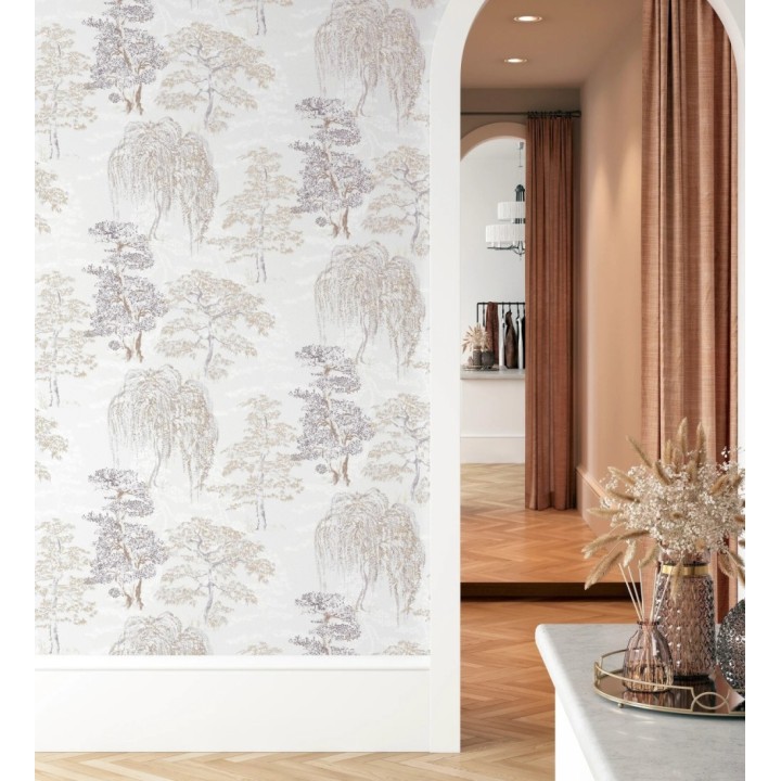 Papel pintado de árboles centenarios con incrustaciones metalizadas - Sherwood Canopy 682545