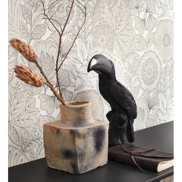 Papel pintado de flores y hojas estilo étnico floral - Camila Poppy 682546