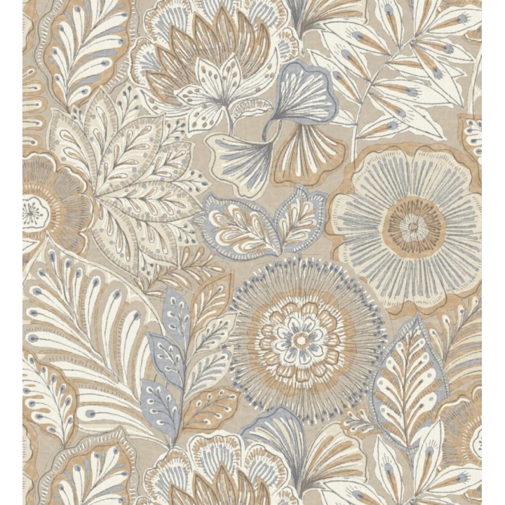 Papel pintado de flores y hojas estilo étnico floral - Camila Poppy 682547