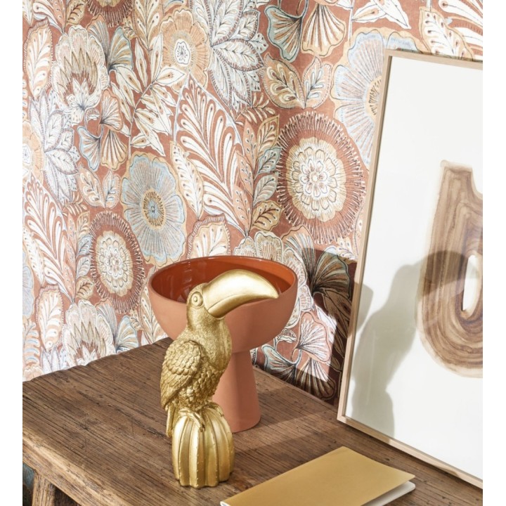 Papel pintado de flores y hojas estilo étnico floral - Camila Poppy 682549