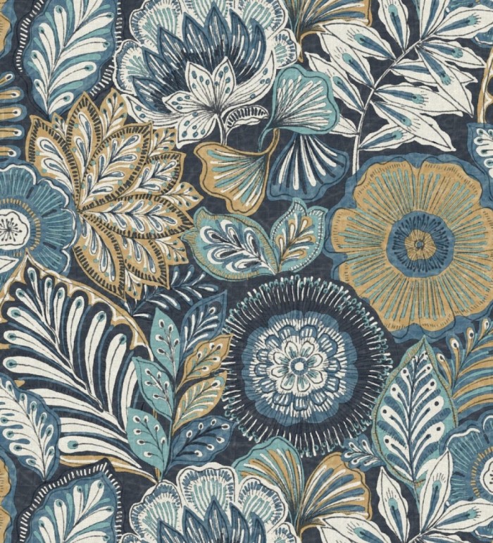 Papel pintado de flores y hojas estilo étnico floral - Camila Poppy 682550