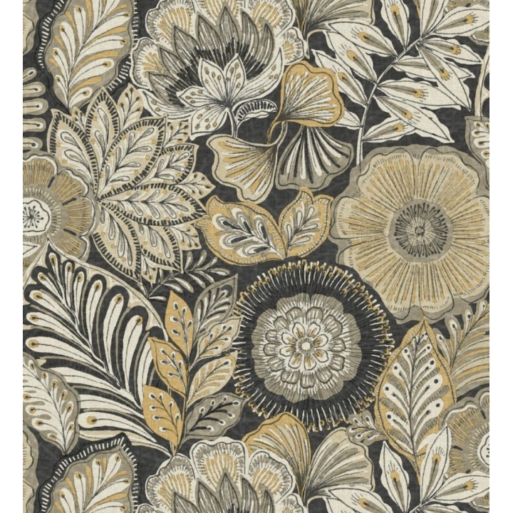 Papel pintado de flores y hojas estilo étnico floral - Camila Poppy 682553