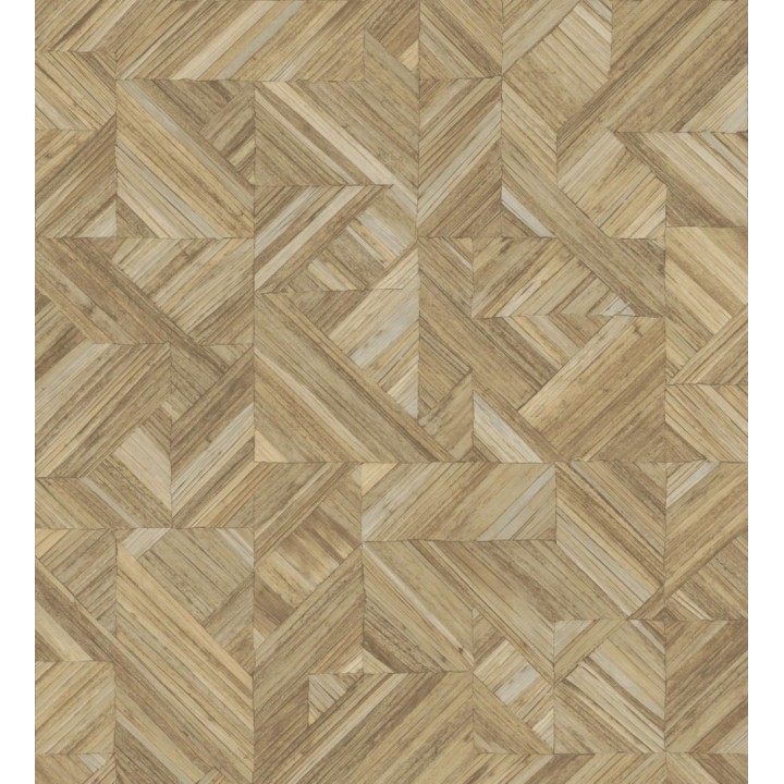 Papel pintado efecto madera teñida formando dibujo geométrico - Ekon 682555