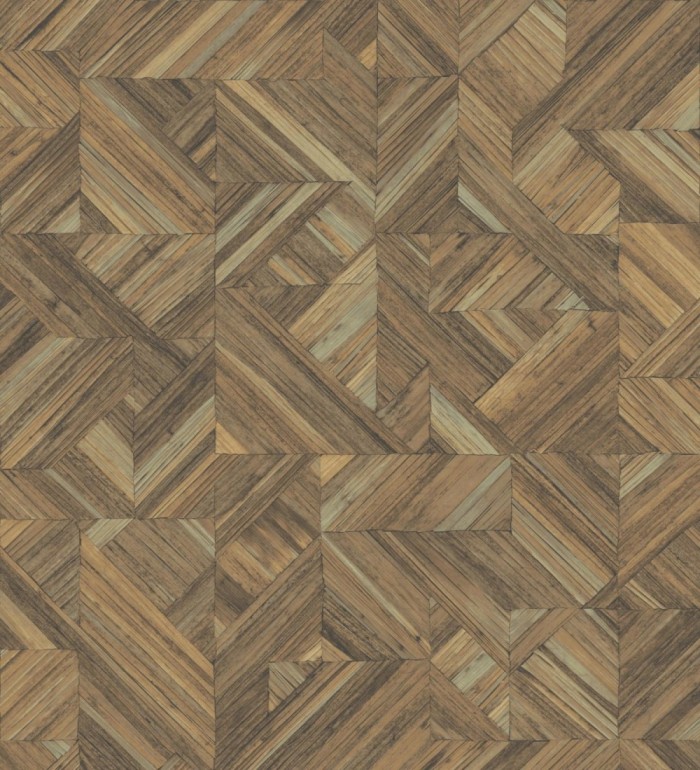 Papel pintado efecto madera teñida formando dibujo geométrico - Ekon 682556