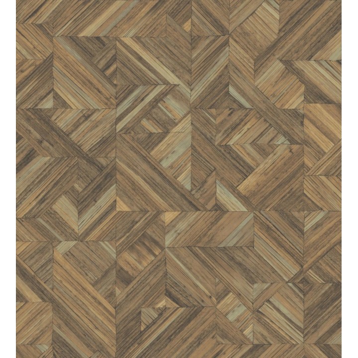 Papel pintado efecto madera teñida formando dibujo geométrico - Ekon 682556