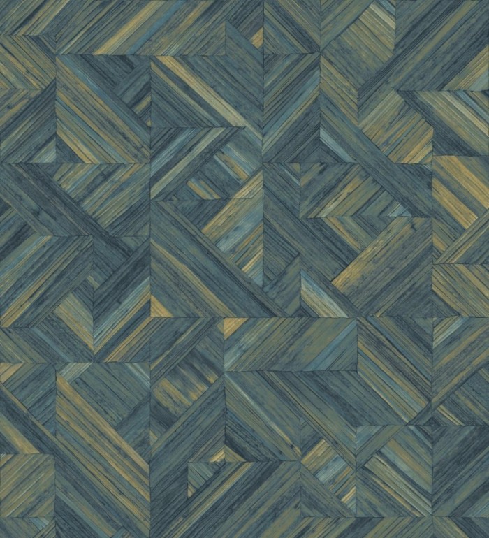 Papel pintado efecto madera teñida formando dibujo geométrico - Ekon 682557
