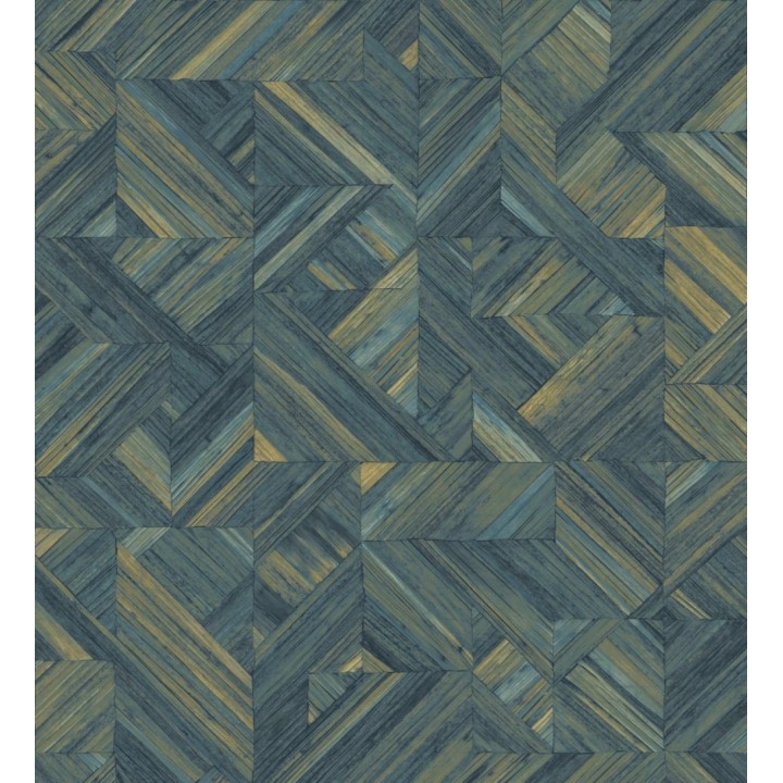 Papel pintado efecto madera teñida formando dibujo geométrico - Ekon 682557