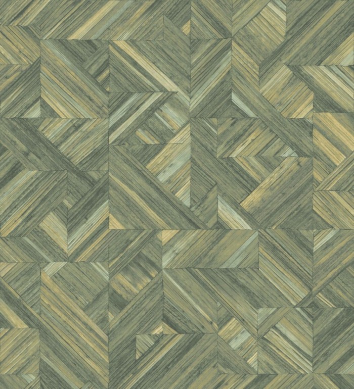 Papel pintado efecto madera teñida formando dibujo geométrico - Ekon 682558