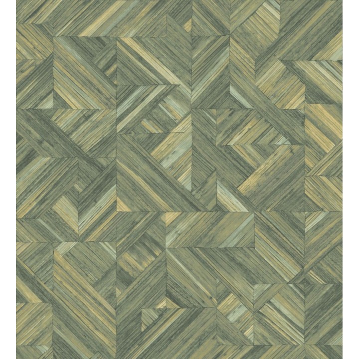 Papel pintado efecto madera teñida formando dibujo geométrico - Ekon 682558