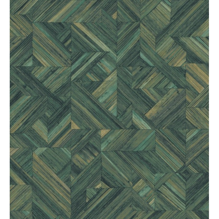 Papel pintado efecto madera teñida formando dibujo geométrico - Ekon 682559