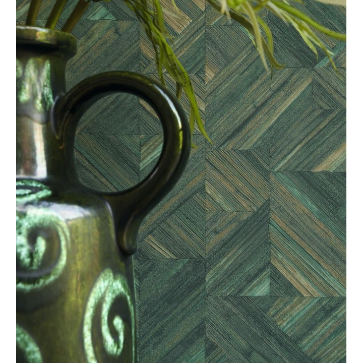 Papel pintado efecto madera teñida formando dibujo geométrico - Ekon 682559