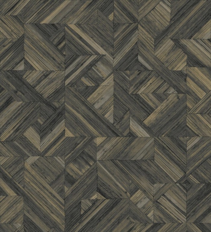 Papel pintado efecto madera teñida formando dibujo geométrico - Ekon 682560