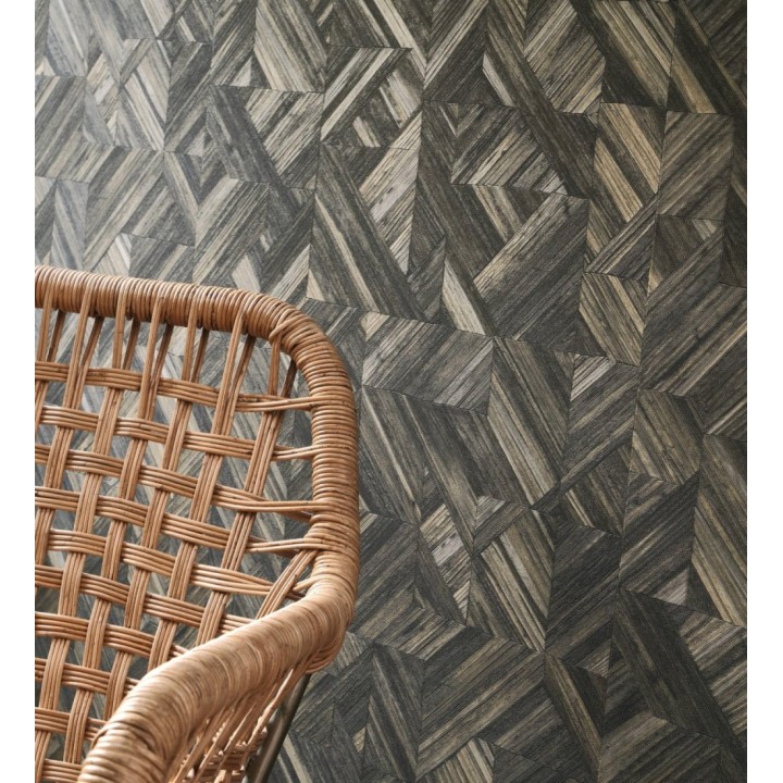 Papel pintado efecto madera teñida formando dibujo geométrico - Ekon 682560