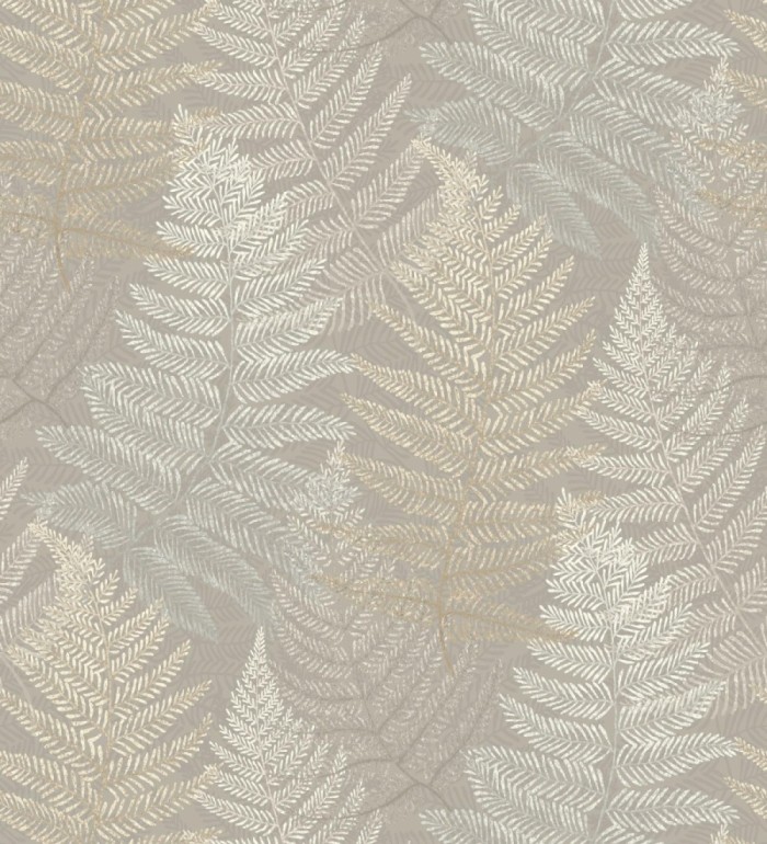 Papel pintado hojas de helecho fondo gris cálido - Jasper Foliage 682561