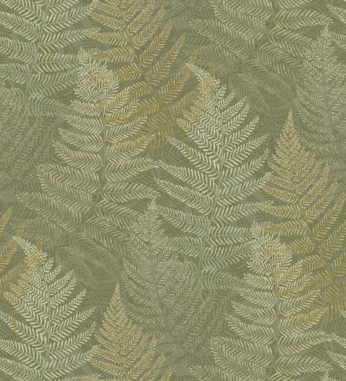 Papel pintado hojas de helecho fondo verde - Jasper Foliage 682563
