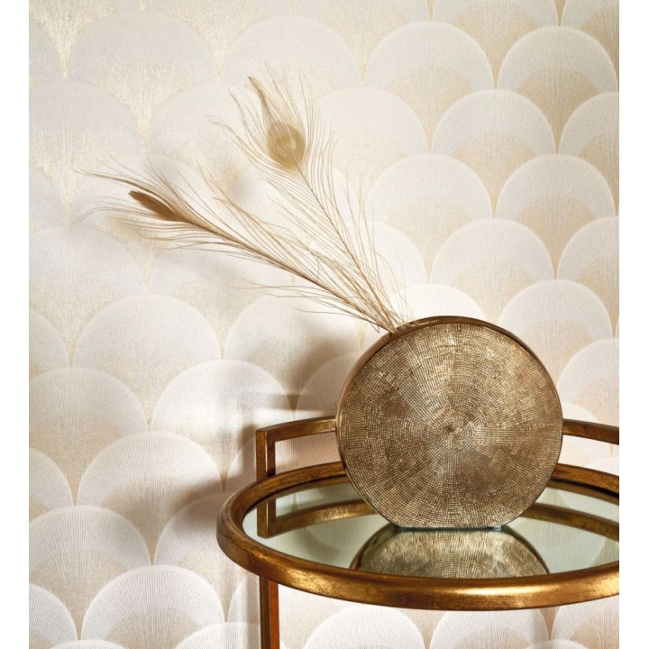 Papel pintado geométrico Art déco color dorado - Aiden Nouveau 682577