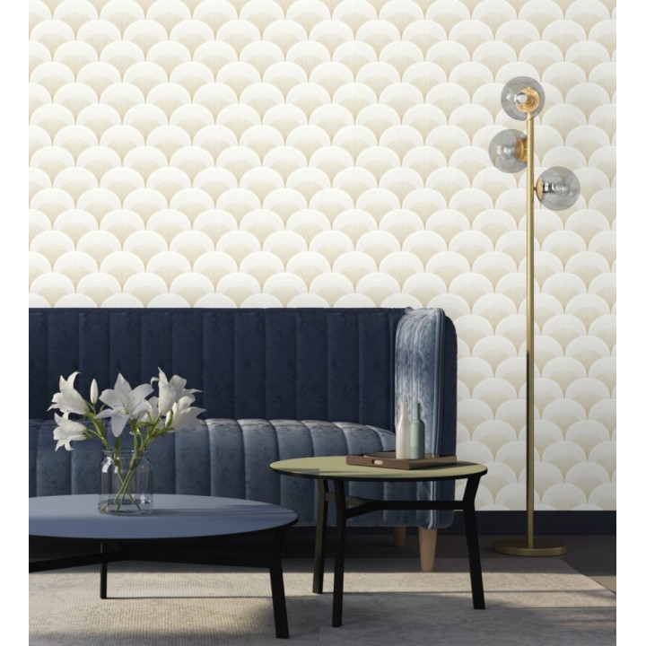 Papel pintado geométrico Art déco color dorado - Aiden Nouveau 682577