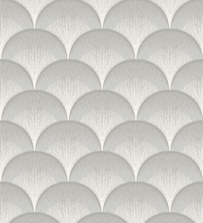 Papel pintado geométrico Art déco color gris y plata - Aiden Nouveau 682578
