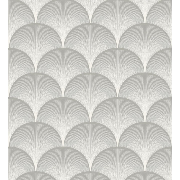 Papel pintado geométrico Art déco color gris y plata - Aiden Nouveau 682578
