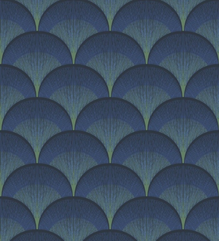Papel pintado geométrico Art déco color azul y verde - Aiden Nouveau 682580