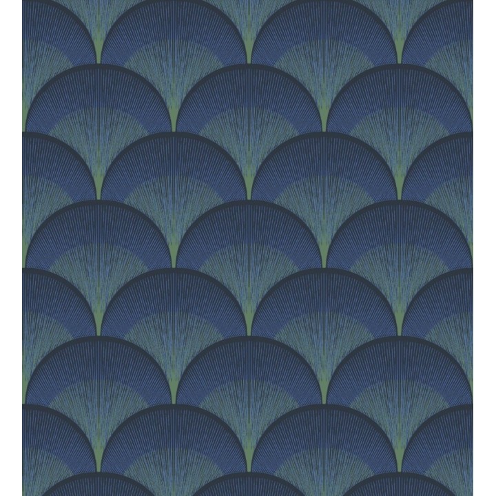 Papel pintado geométrico Art déco color azul y verde - Aiden Nouveau 682580