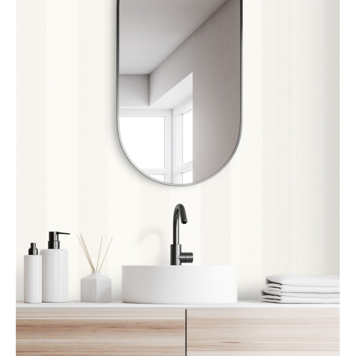 Papel pintado rayas blanco nácar con textura rugosa - Amelia Stripes 682586