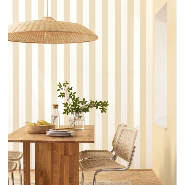 Papel pintado rayas beige con textura rugosa - Amelia Stripes 682587