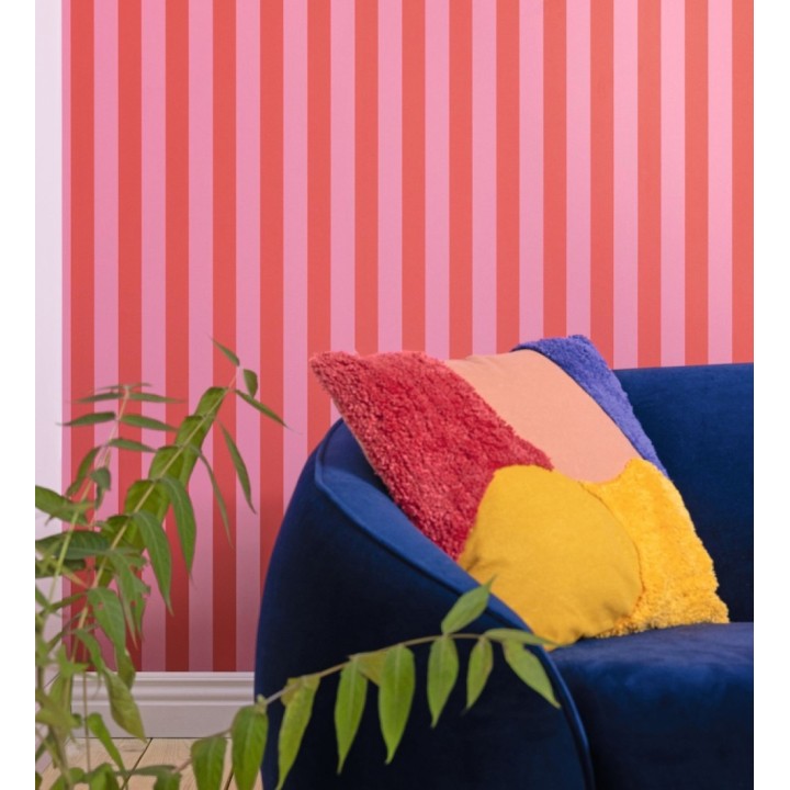 Papel pintado rayas finas rosa y rojo con textura - Marlene Stripes 682599