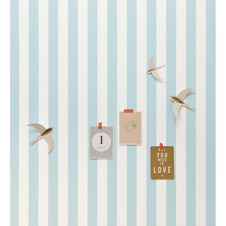 Papel pintado rayas finas celestes y blanca con textura - Marlene Stripes 682600