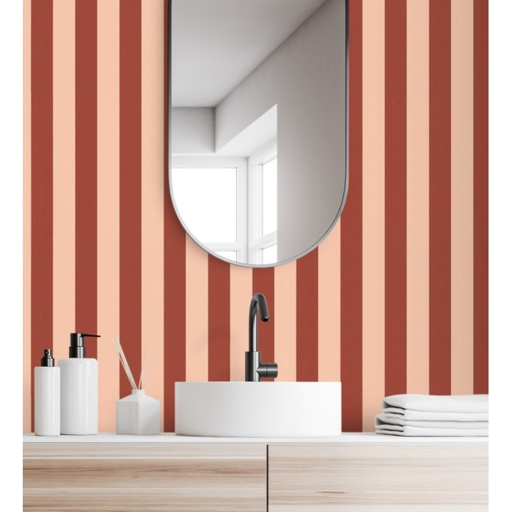 Papel pintado rayas finas rojo y salmón con textura - Marlene Stripes 682603
