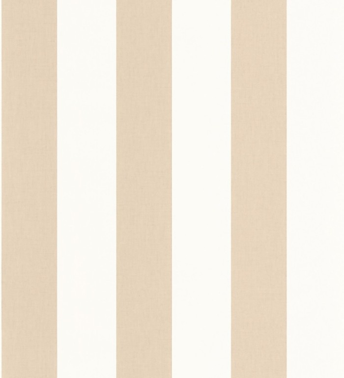 Papel pintado de rayas color beige y blanco imitando al tejido de lino - Garbo Stripes 682604