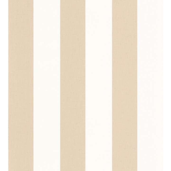Papel pintado de rayas color beige y blanco imitando al tejido de lino - Garbo Stripes 682604