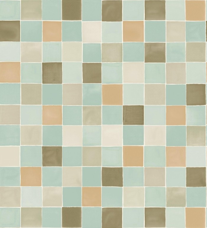 Papel pintado de dibujo de acuarela de cuadros que evoca los azulejos de gresite - Padget 682619