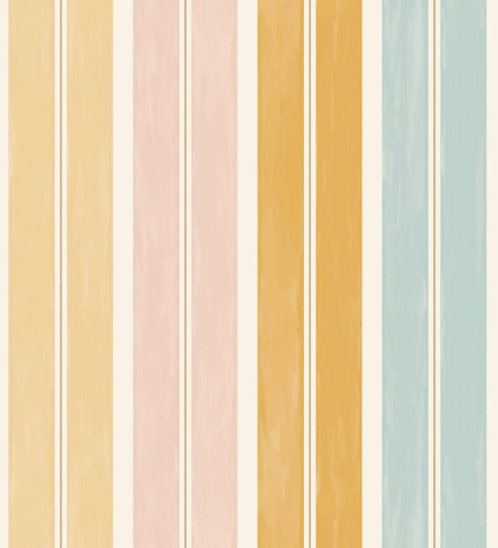 Papel pintado rayas pintadas con acuarela y líneas doradas - Nima Stripes 682620