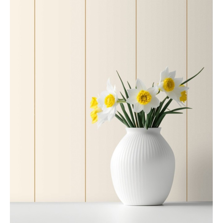 Papel pintado rayas blanco roto y líneas doradas - Lala Stripes 682621