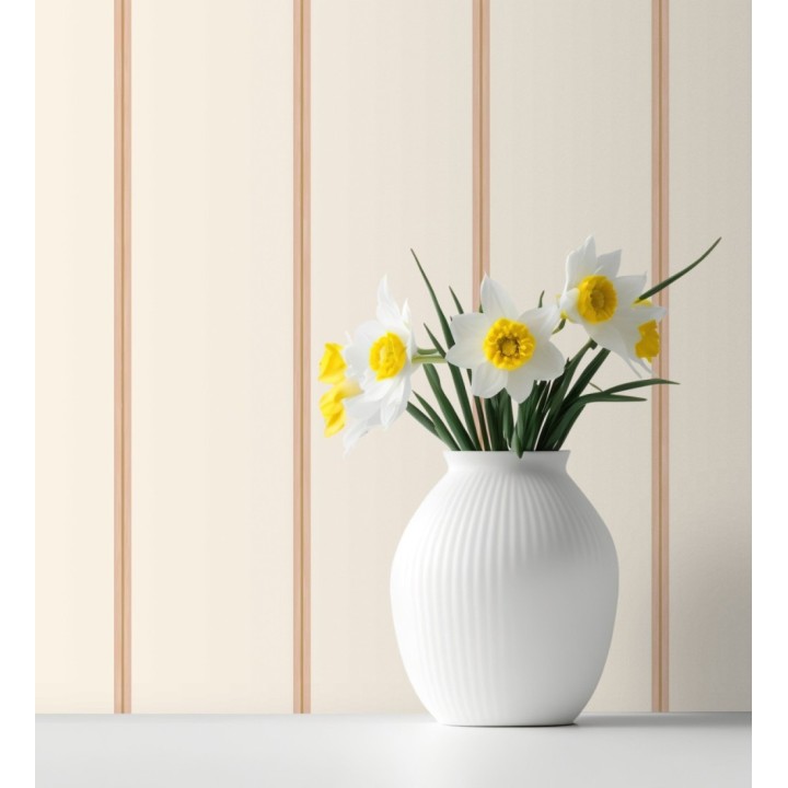 Papel pintado rayas blanco roto y líneas doradas - Lala Stripes 682622