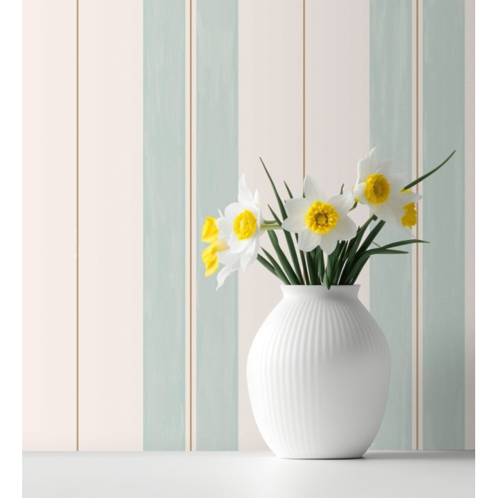 Papel pintado rayas pintadas con acuarela y líneas doradas - Nima Stripes 682623