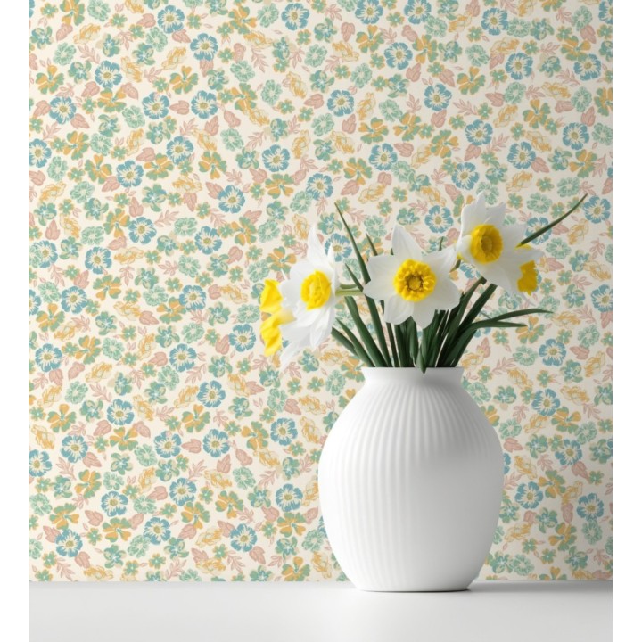 Papel pintado flores pequeñas multicolor - Cherise 682627