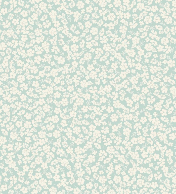 Papel pintado flores pequeñas celestes y blanca - Cherise 682628