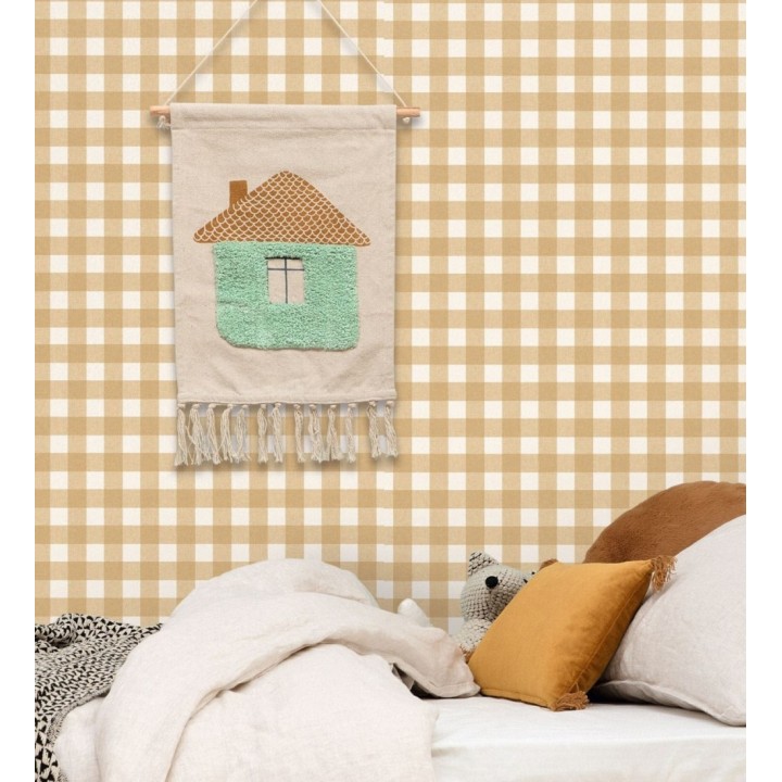 Papel pintado de cuadros vichy tonos marrones - Marie Vichy 682636