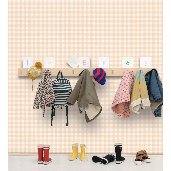 Papel pintado de cuadros vichy tonos salmón - Marie Vichy 682638