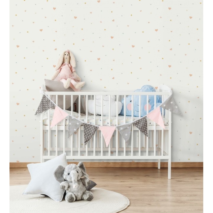 Papel pintado infantil de estrellas y corazones - Shany love 682645