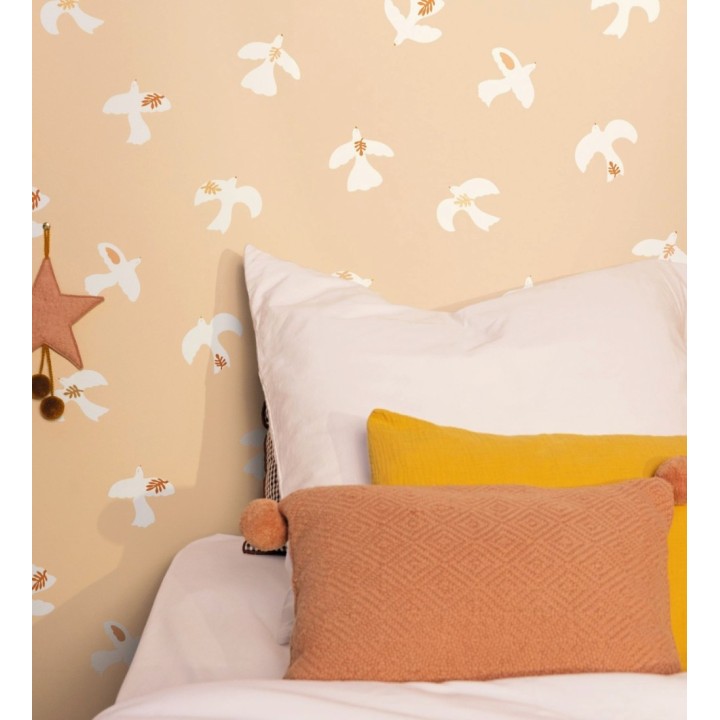 Papel pintado de pájaros fondo beige - Liberty Bird 682651