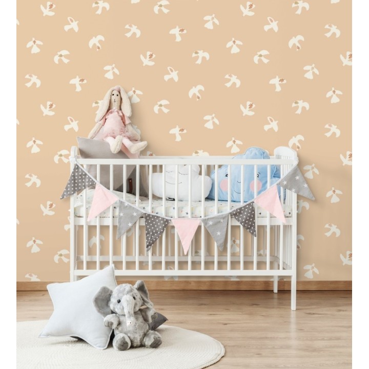 Papel pintado de pájaros fondo beige - Liberty Bird 682651