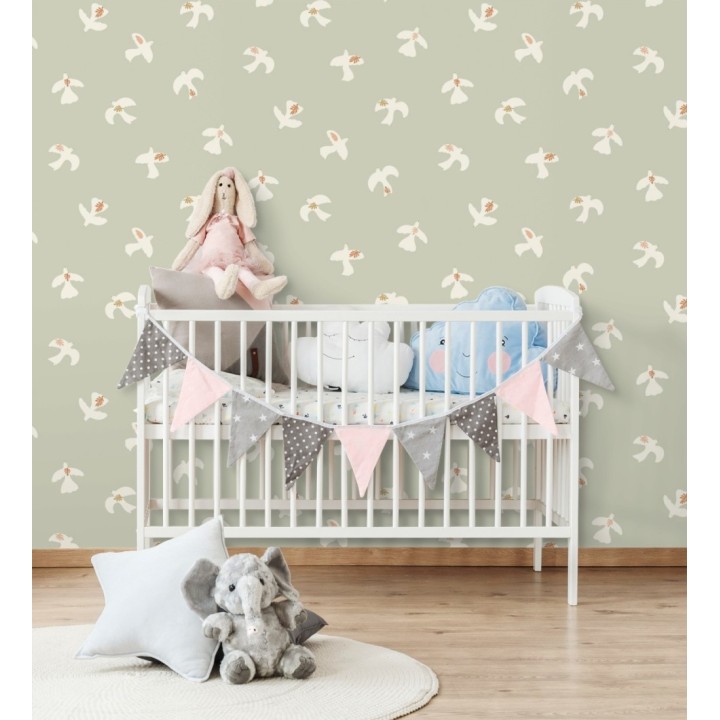 Papel pintado de pájaros fondo verde - Liberty Bird 682652