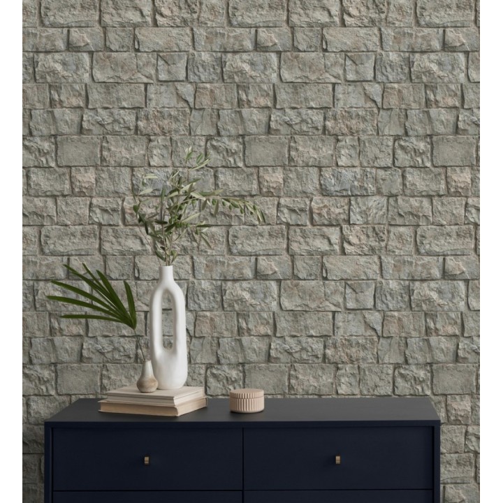 Papel pintado muro de ladrillos en piedra natural con textura - Zion Fortress 682653