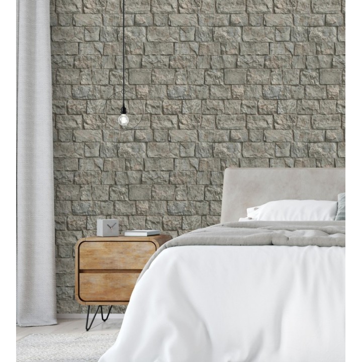 Papel pintado muro de ladrillos en piedra natural con textura - Zion Fortress 682653