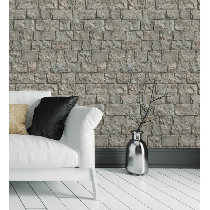 Papel pintado muro de ladrillos en piedra natural con textura - Zion Fortress 682653