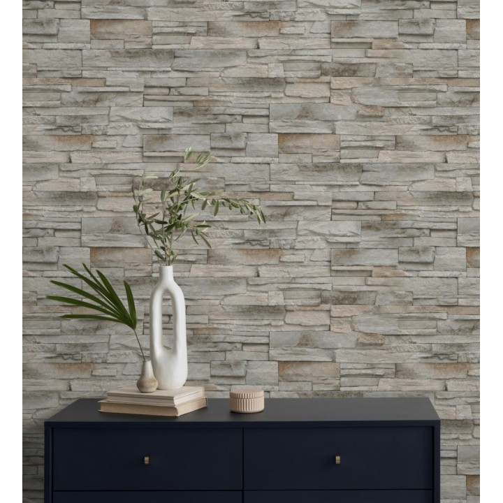 Papel pintado de piedra pizarra con relieve - Dakota Stone 682657