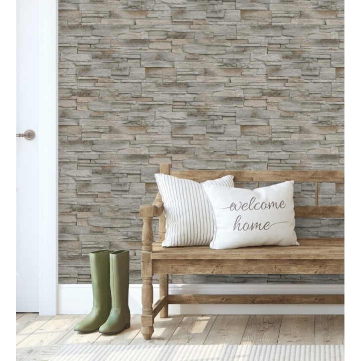 Papel pintado de piedra pizarra con relieve - Dakota Stone 682657